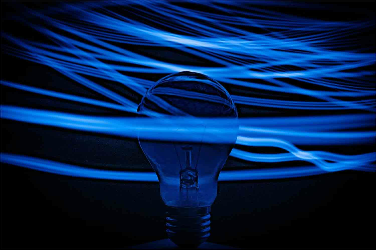 Blue and white light fixture photo