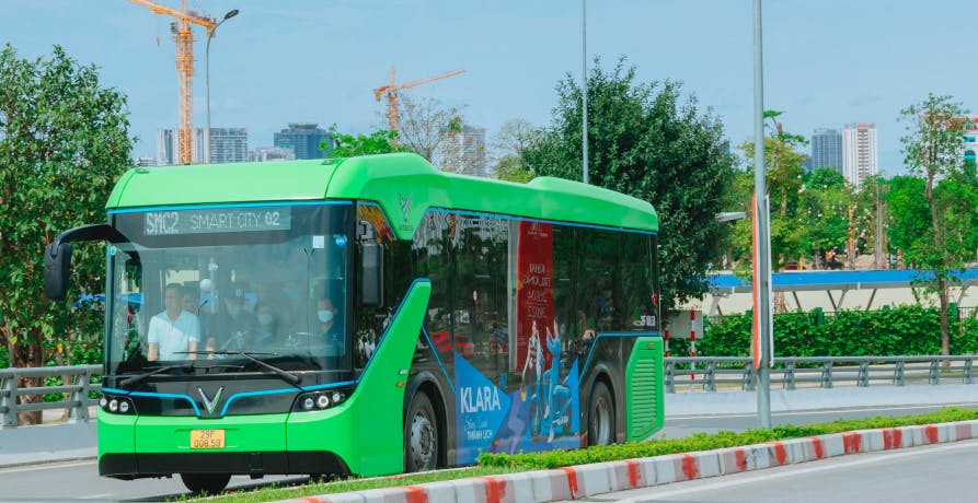 electric bus in a city centre