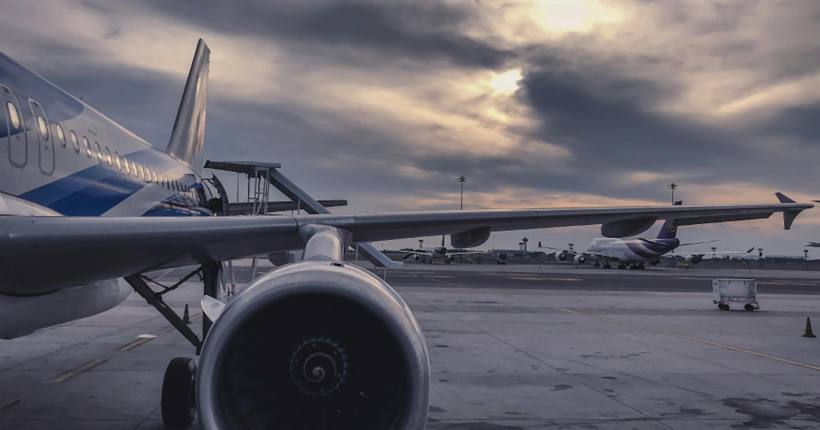 airplane in morning sky