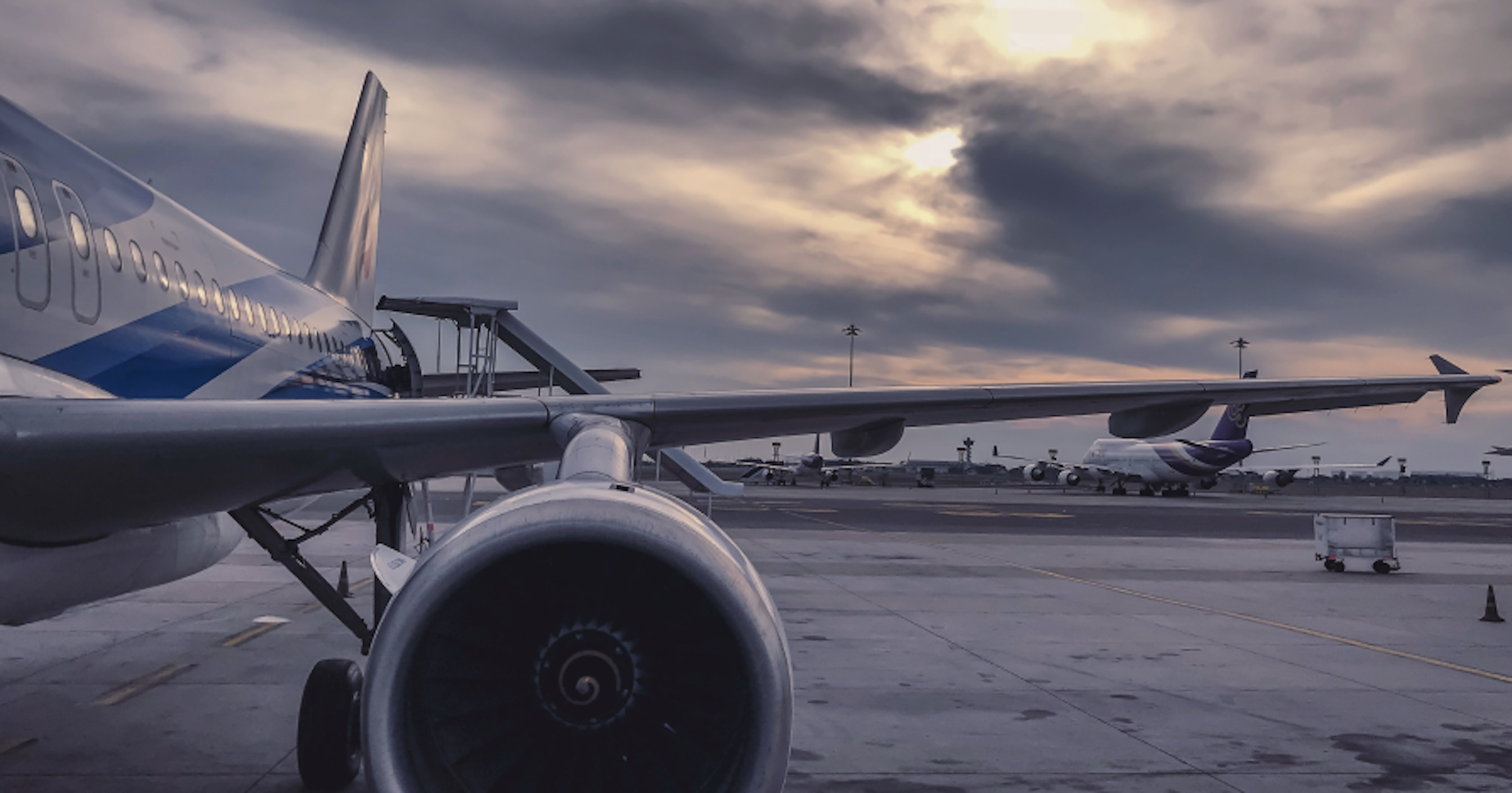 airplane in morning sky