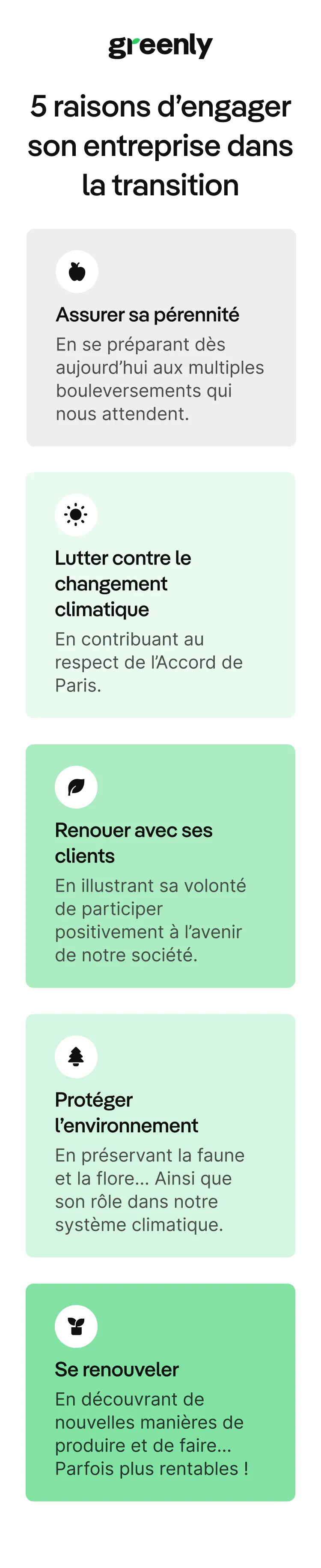 infographie détaillant 5 raisons d'engager son entreprise dans la transition écologique