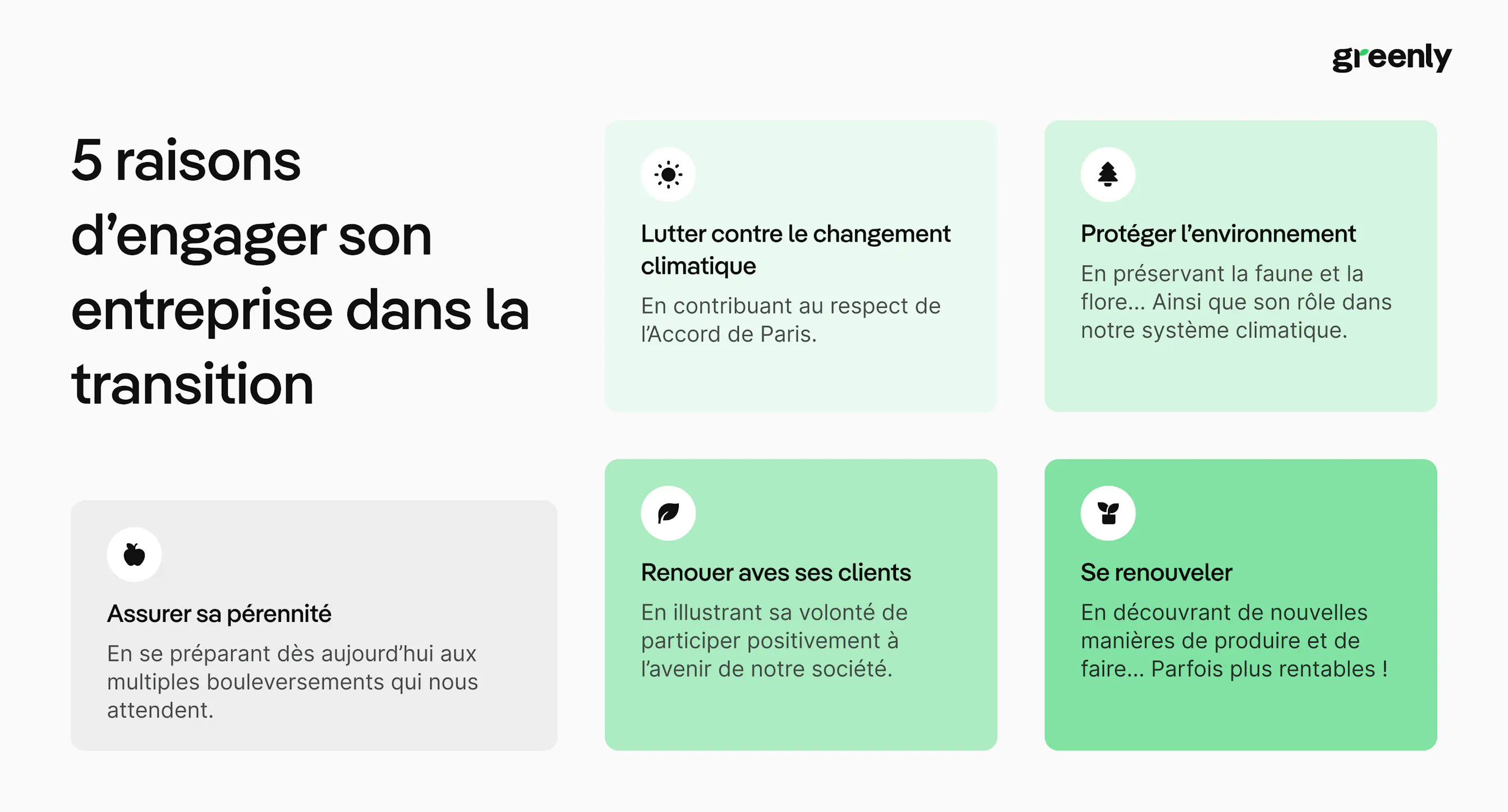 infographie détaillant 5 raisons d'engager son entreprise dans la transition écologique