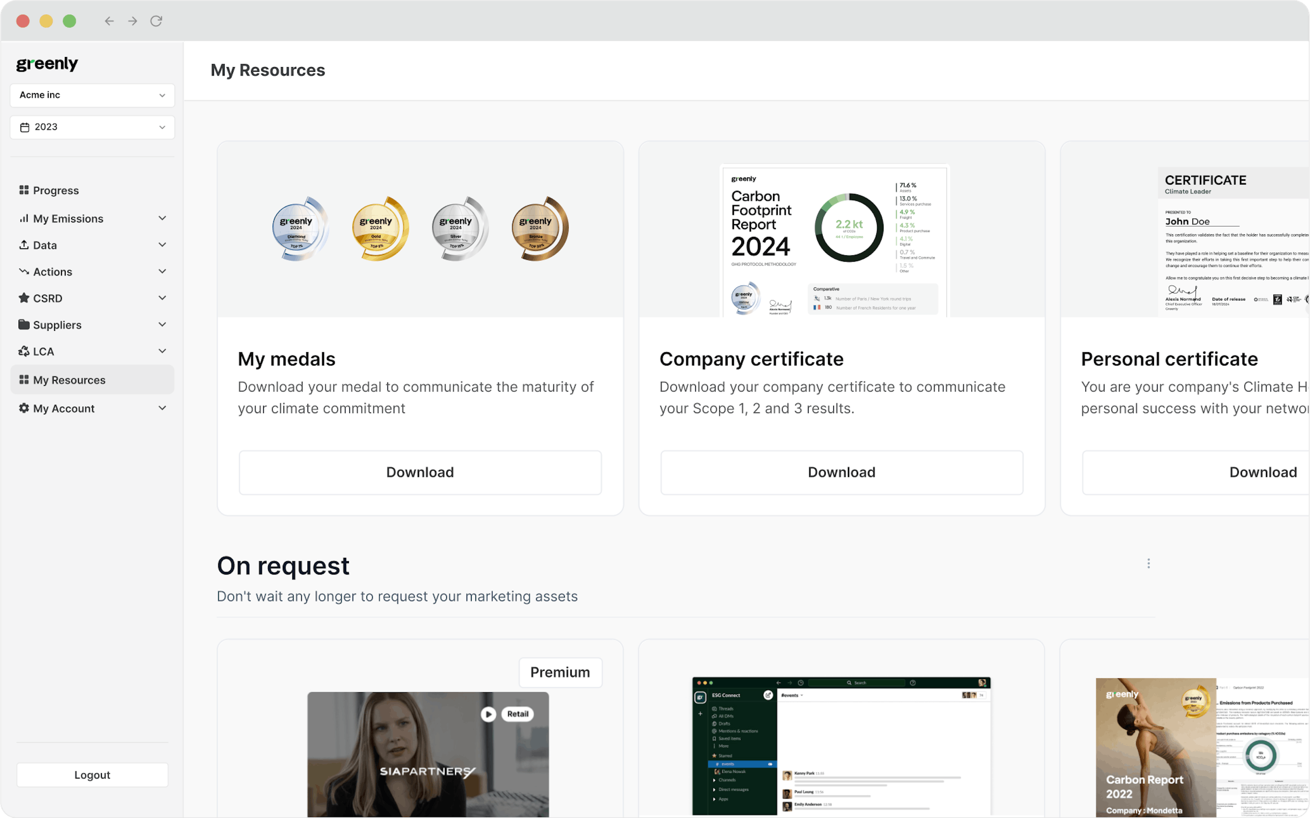 my resources page with greenly