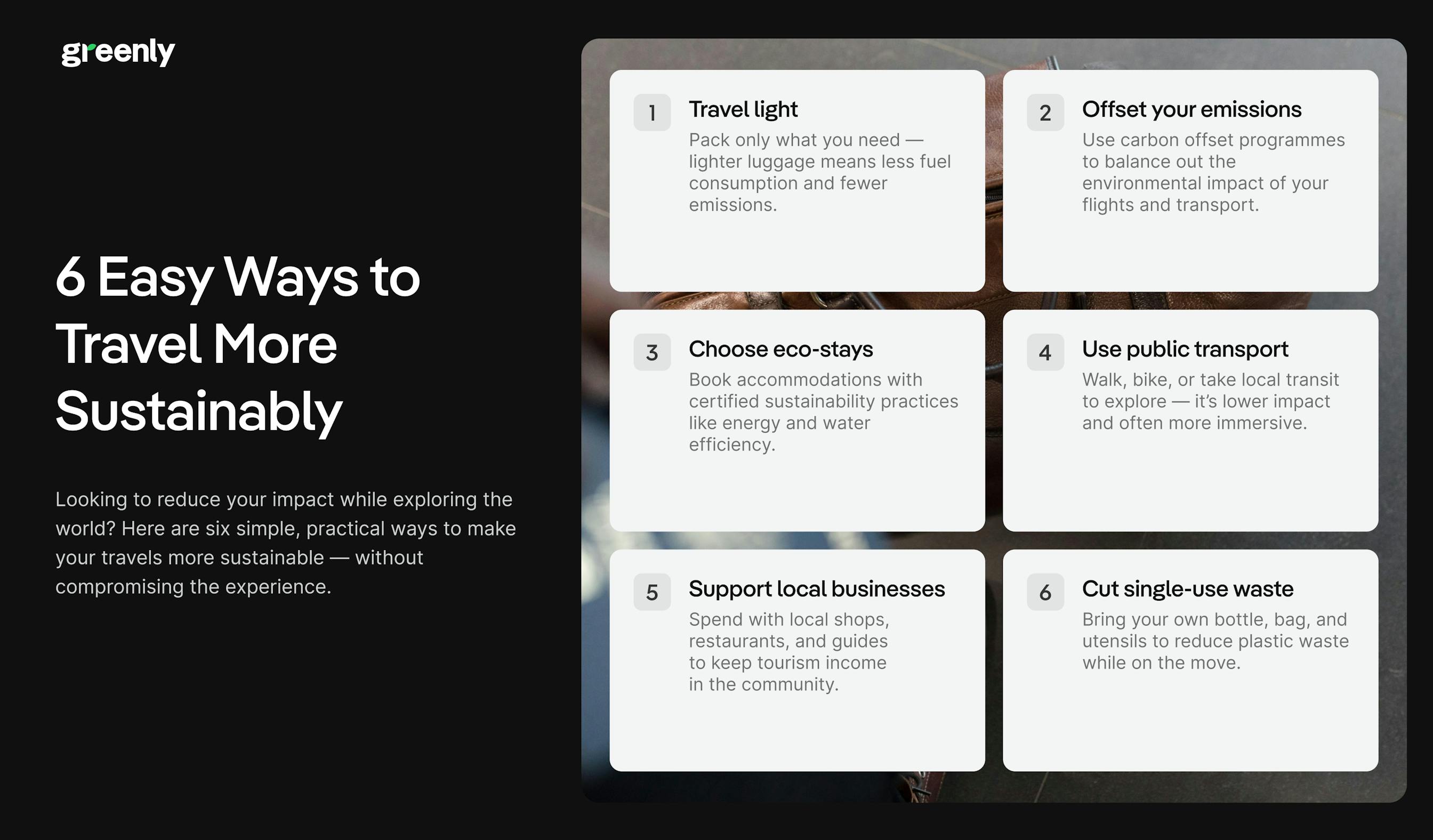infographic on tips to travel sustainably 