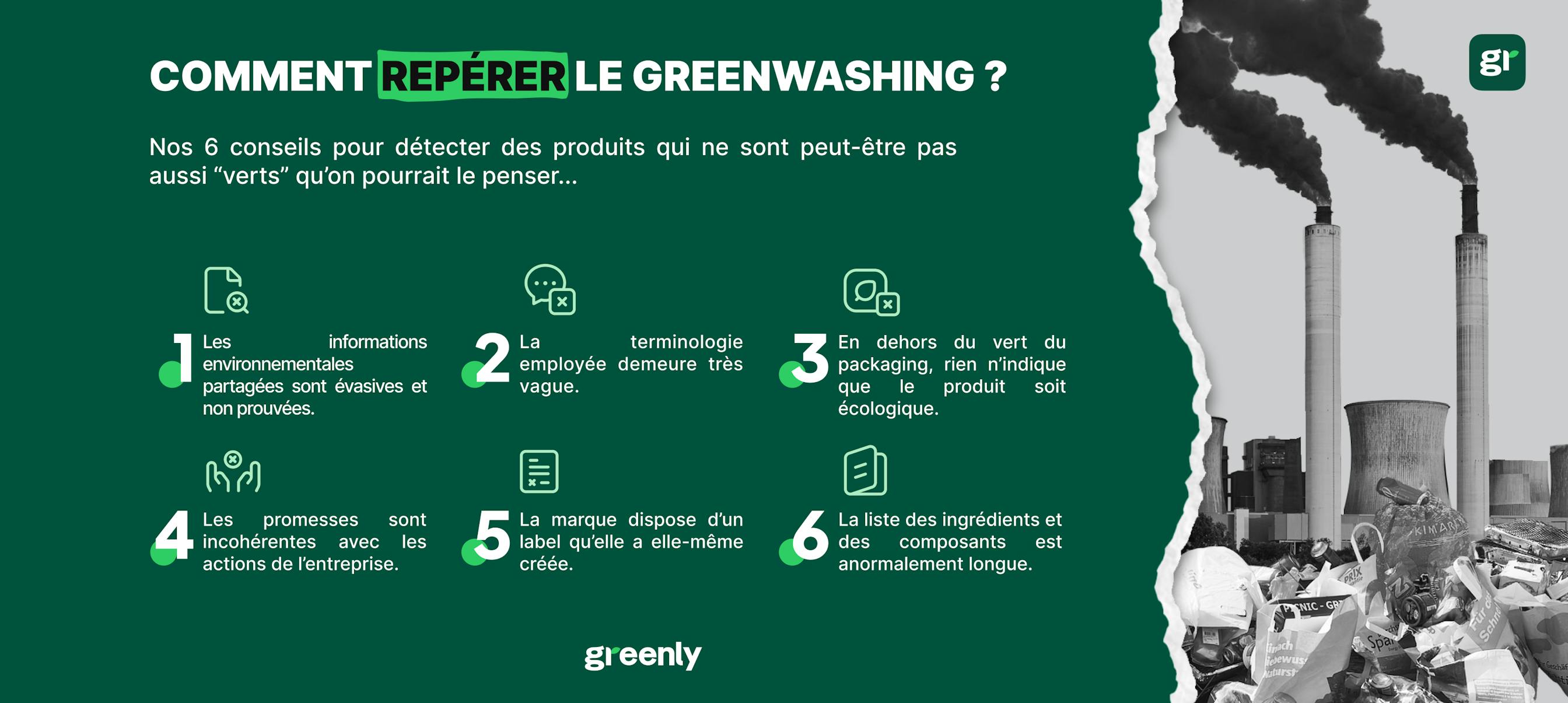 infographie détaillant quelques conseils pour détecter le greenwashing