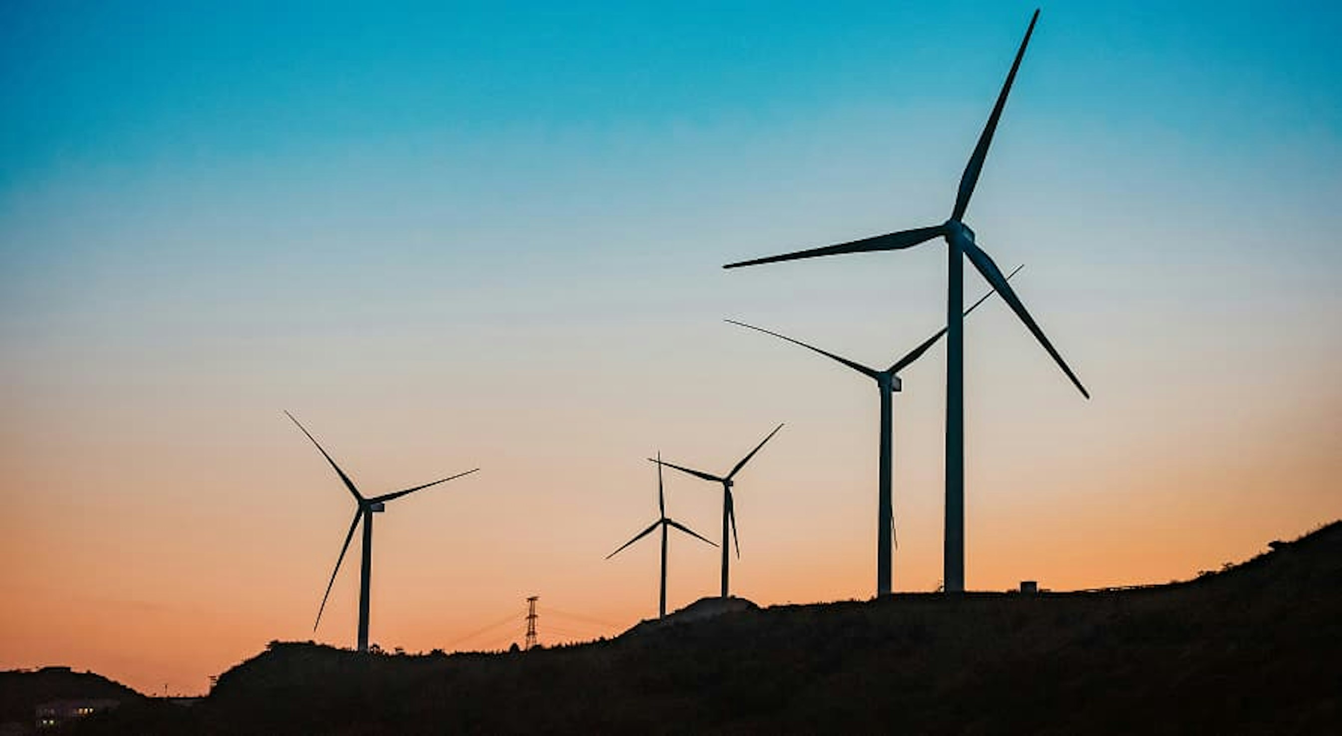 wind turbines in sunset