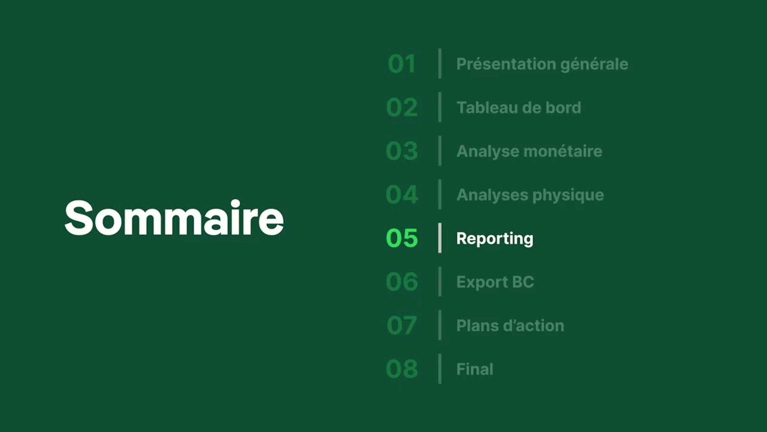 screenshot d'un sommaire