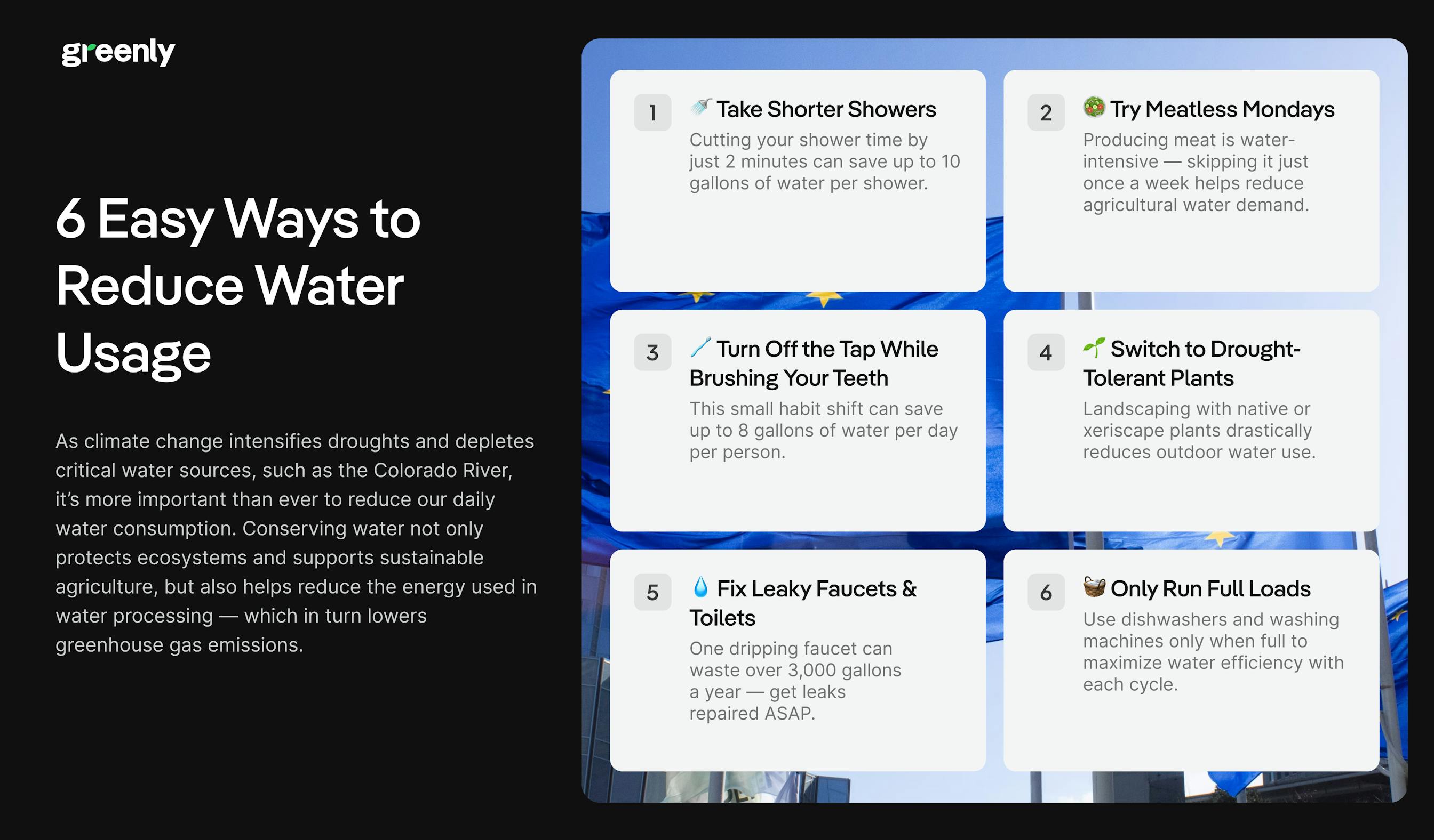 Six Ways to Reduce Water Usage Infographic