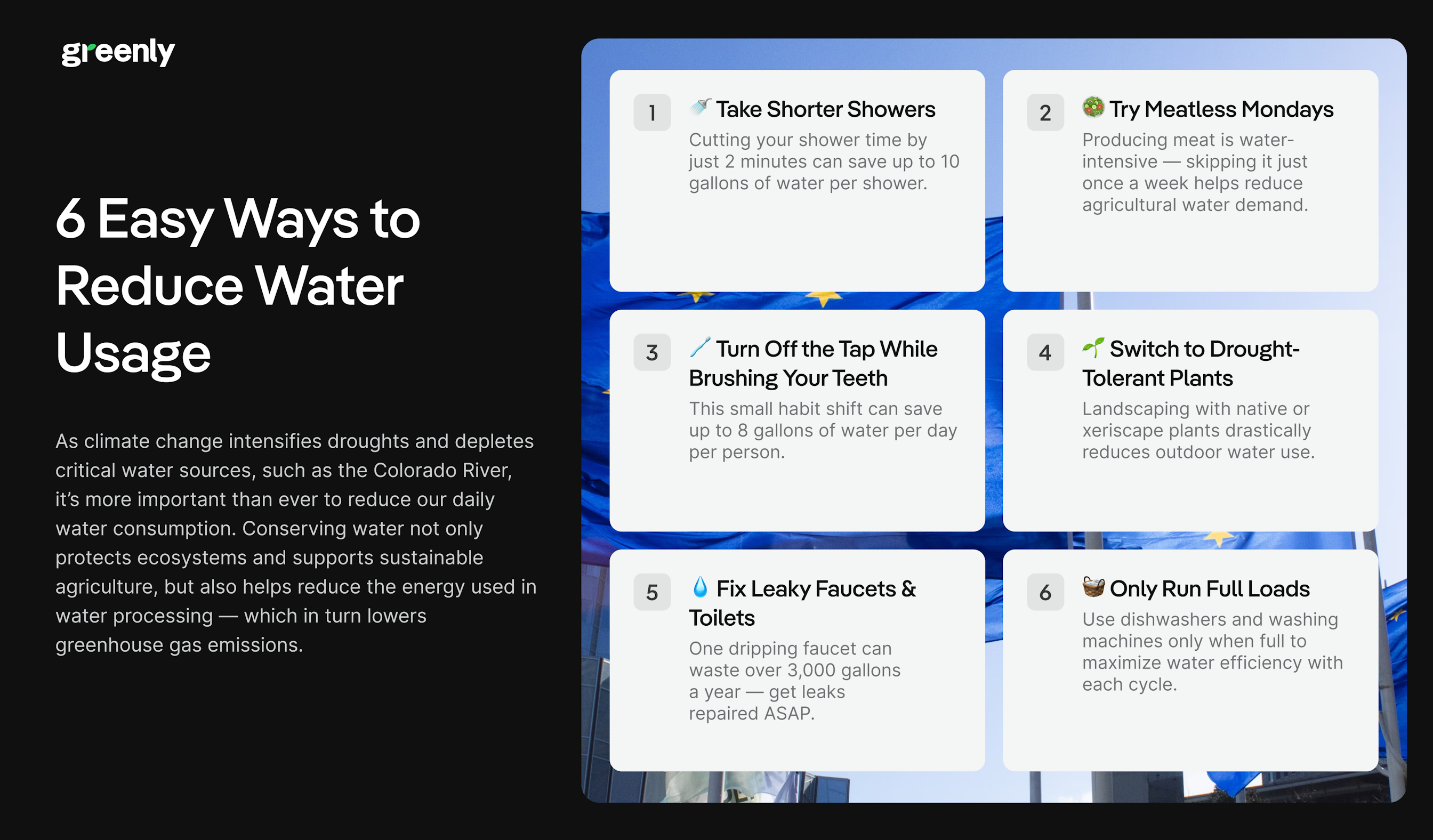 Six Ways to Reduce Water Usage Infographic