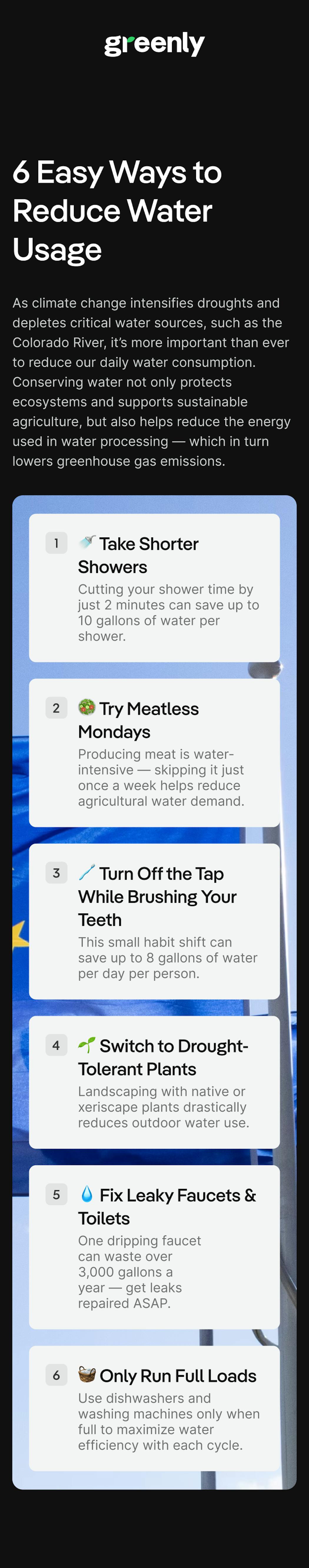 Six Ways to Reduce Water Usage Infographic mobile