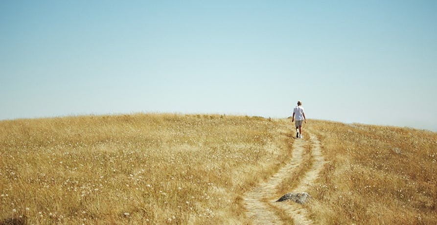 une personne marchant dans un champ