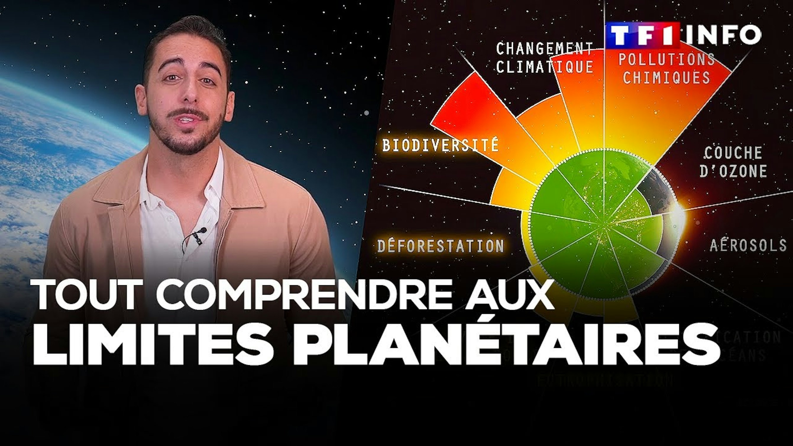 Homme présentant une infographie à la télévision
