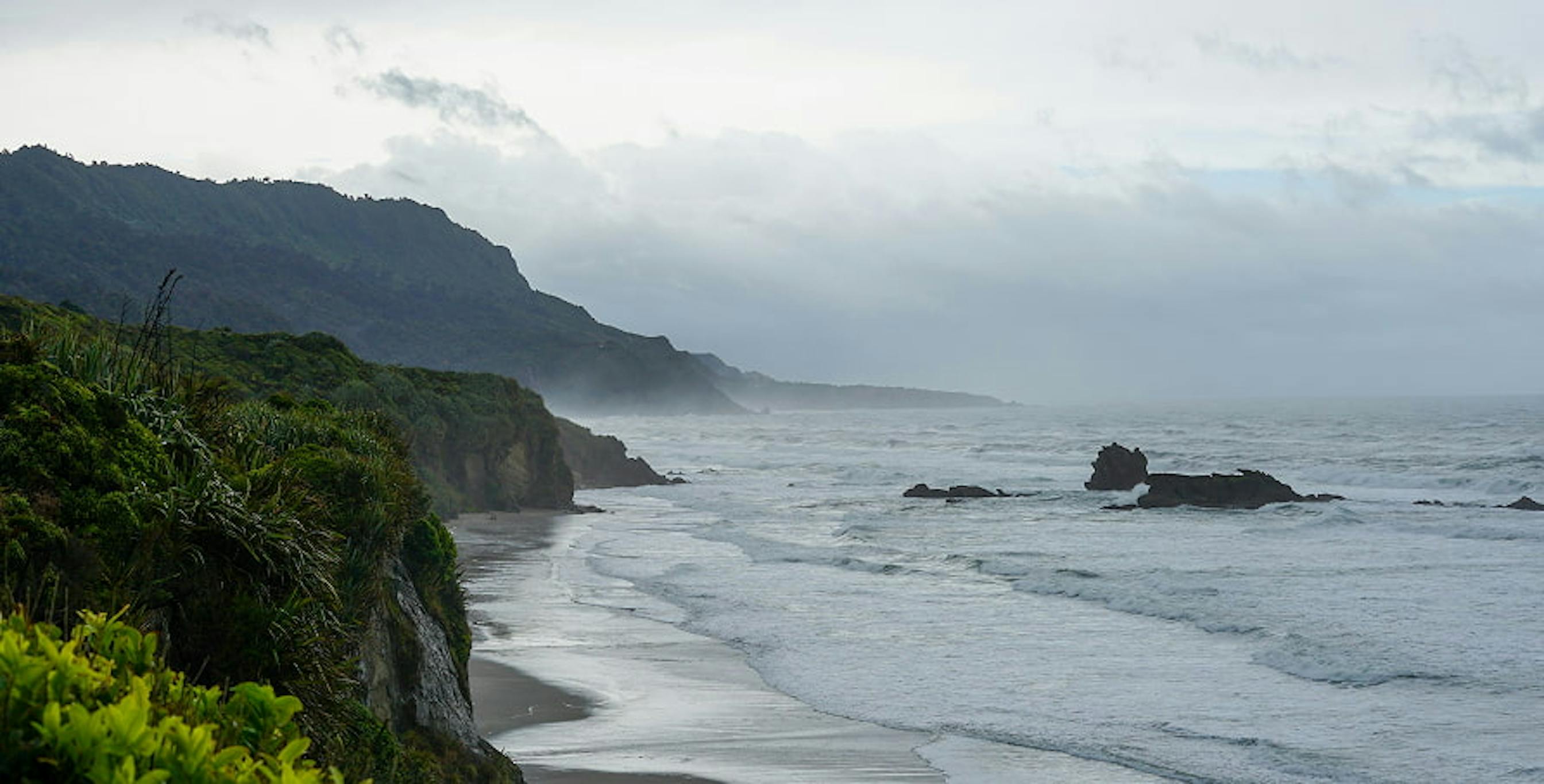grey sky and coastline