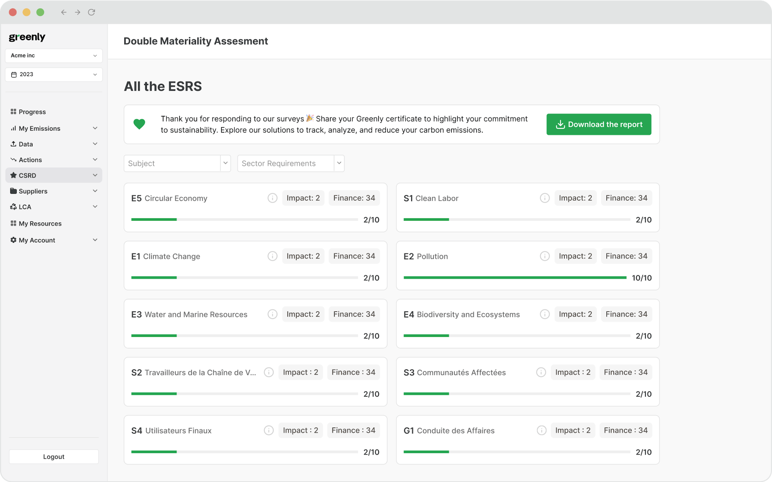 greenly's platform screenshot 