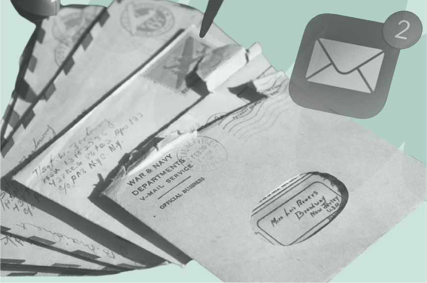 open letters and mail apple emoji with two unread messages