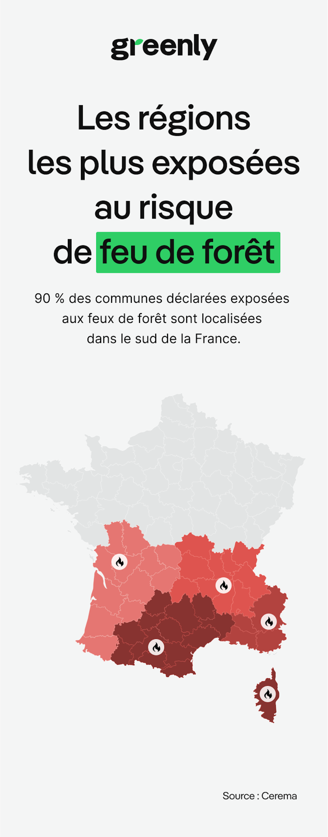 carte indiquant les régions de France les plus à risque en termes de feu de forêt