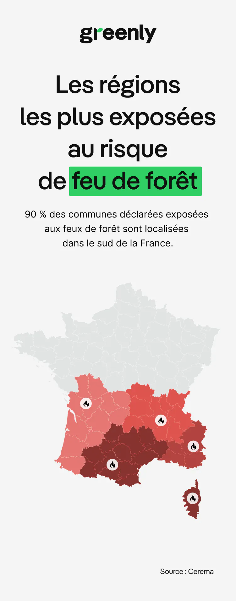 carte indiquant les régions de France les plus à risque en termes de feu de forêt