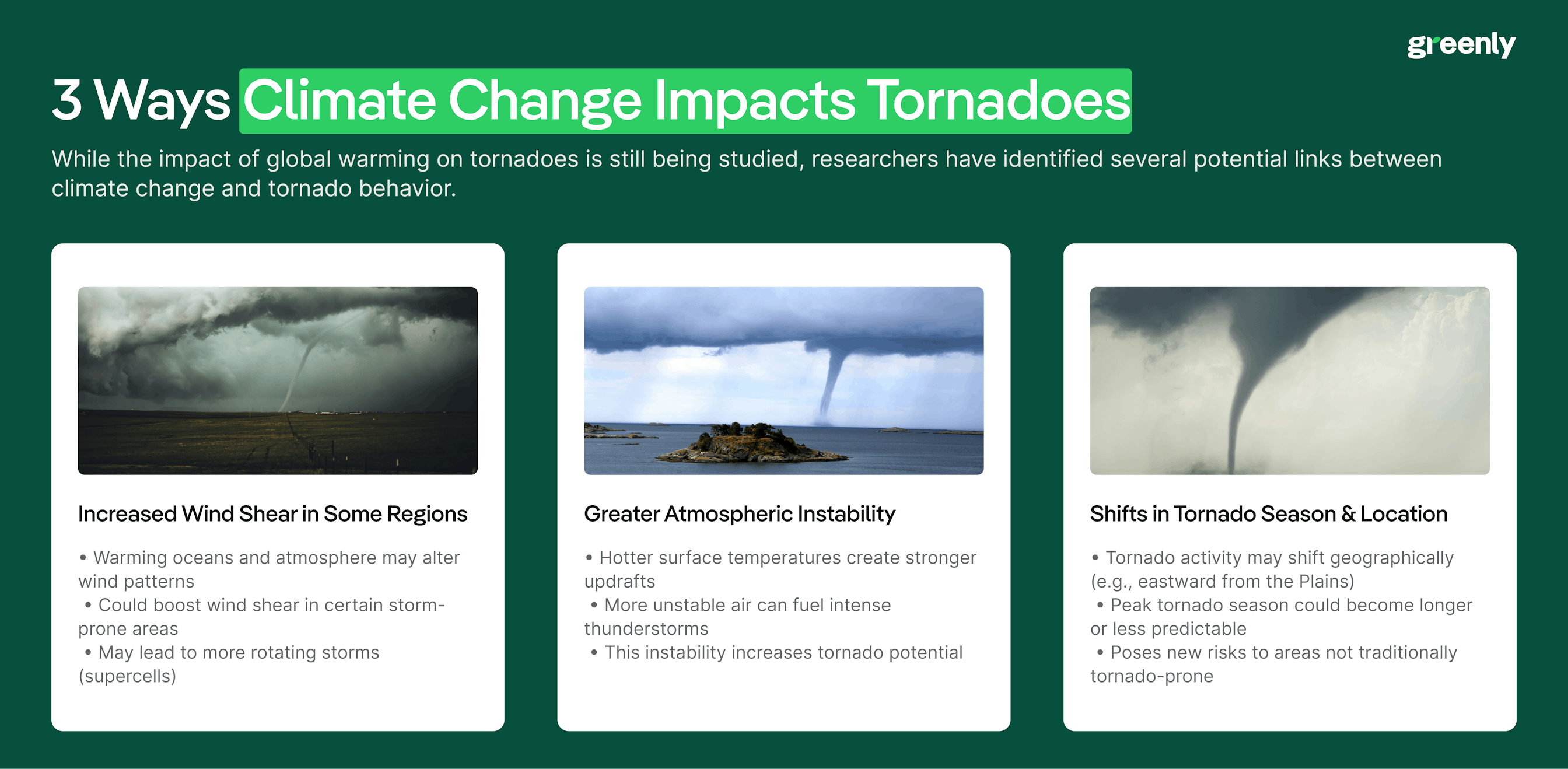 3 Ways Climate Change Impacts Tornadoes infographic