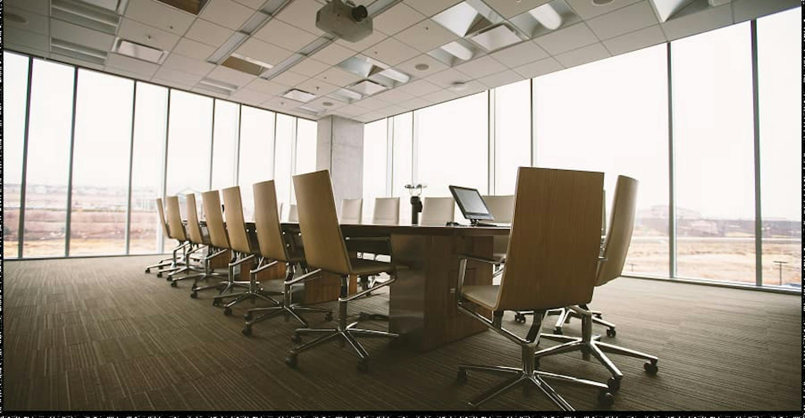 office room with glass windows