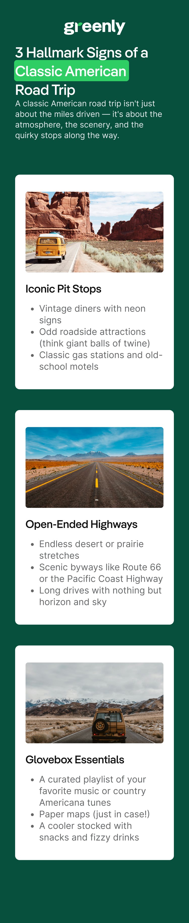 American road trip infographic
