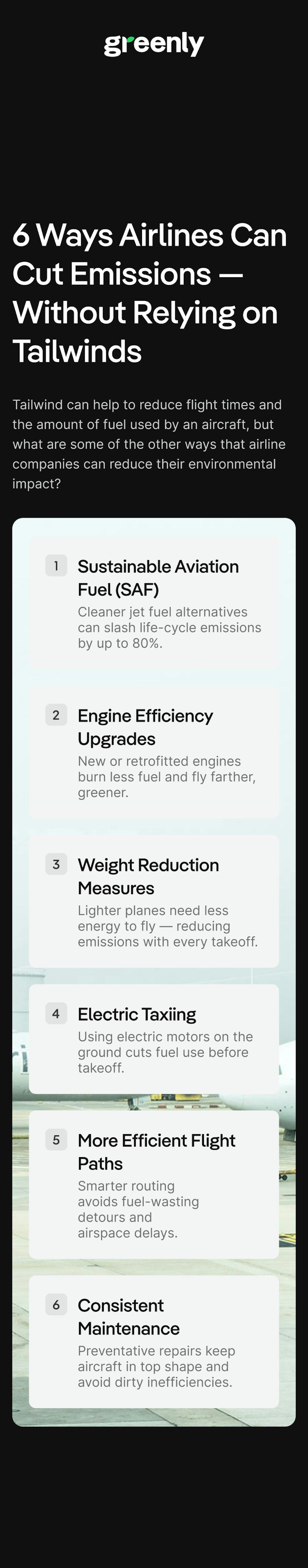 6 ways to reduce emissions on planes infographic mobile