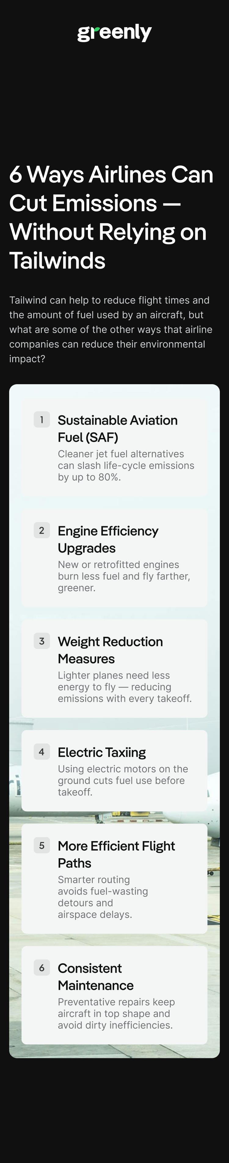 6 ways to reduce emissions on planes infographic mobile
