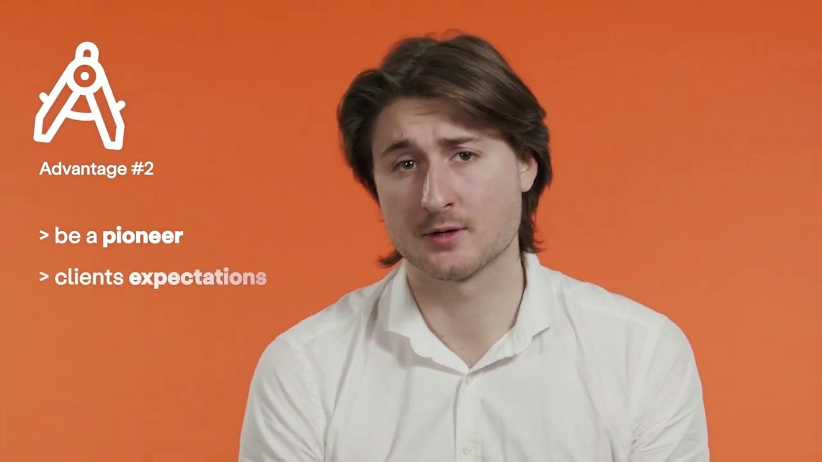 greenly green it thumbnail man in white shirt orange background