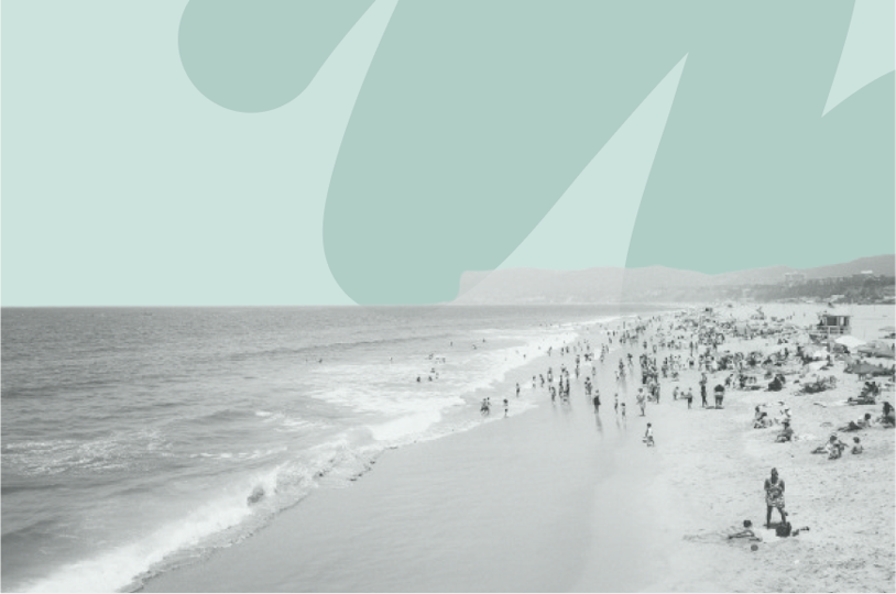 people on teal blue beach