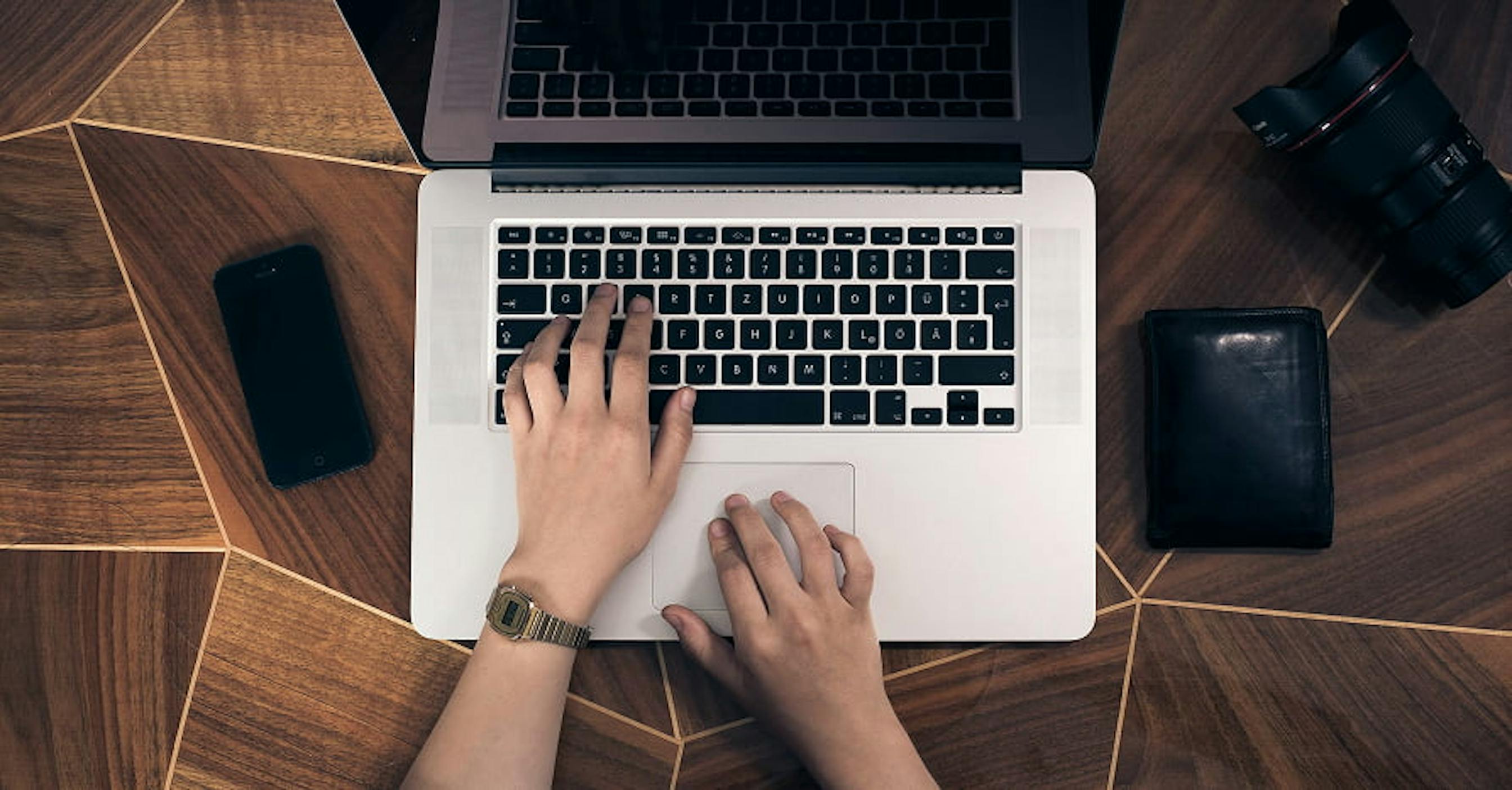 bird's eye view of macbook pro