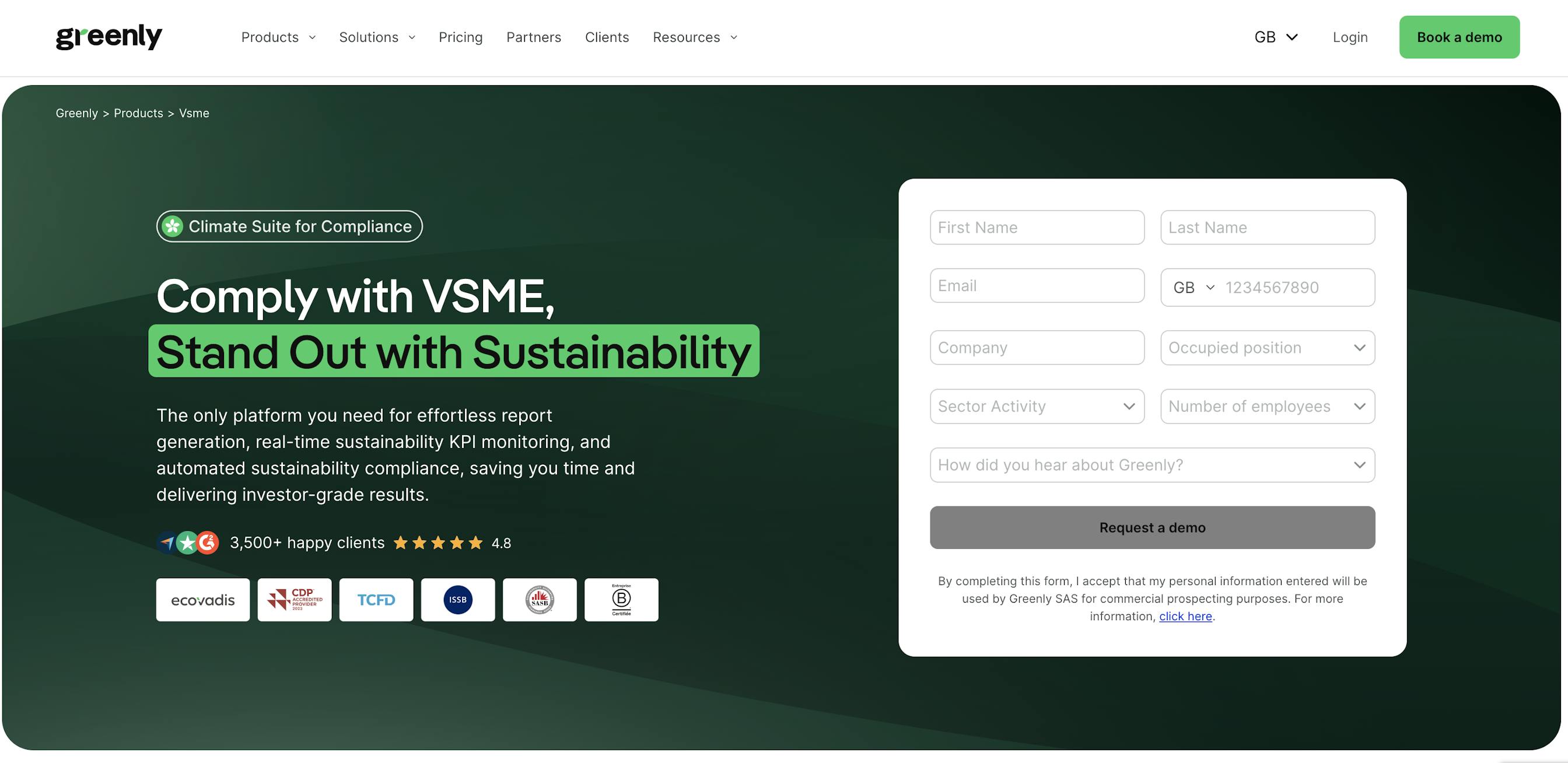 Greenly platform screenshot