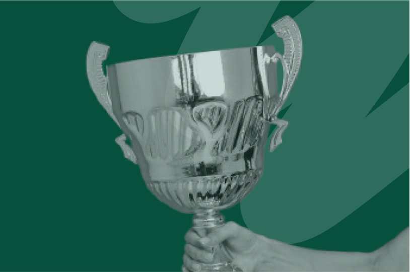 someone holding a trophy