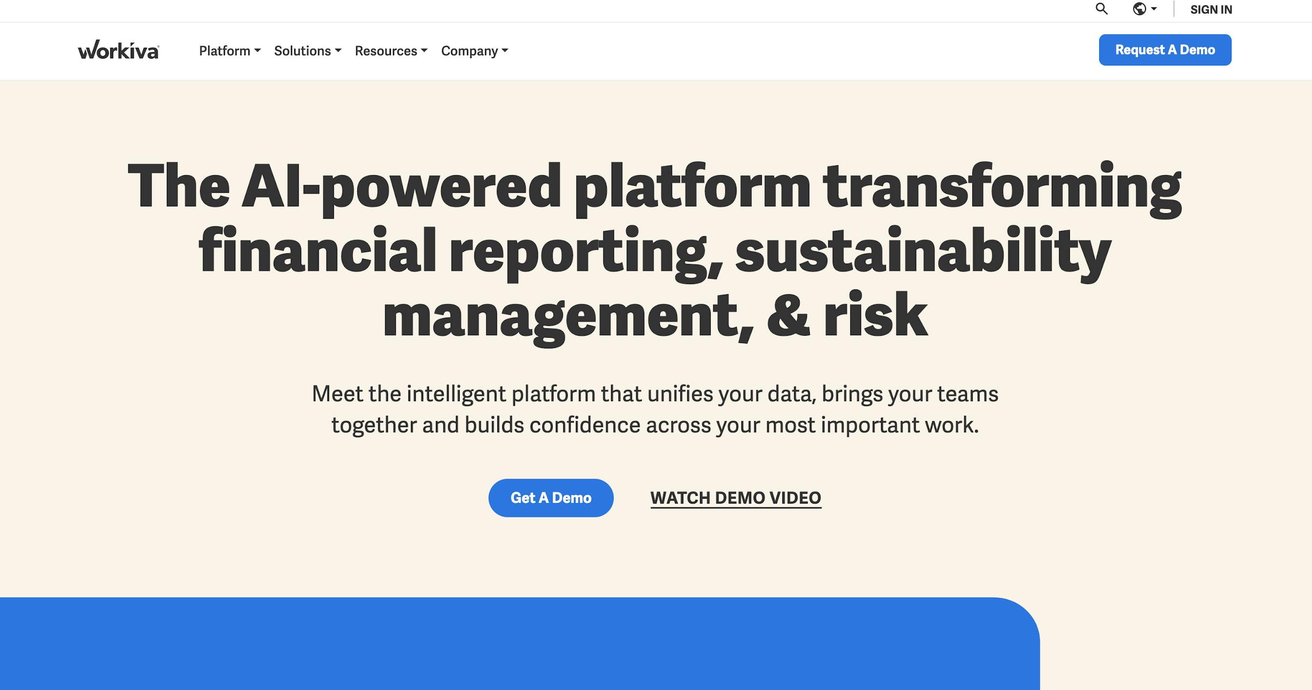Workiva platform screenshot