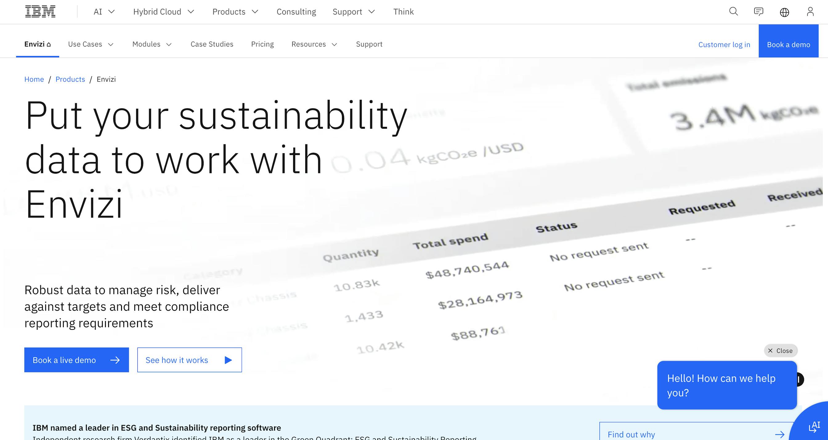 IBM Envizi platform screenshot