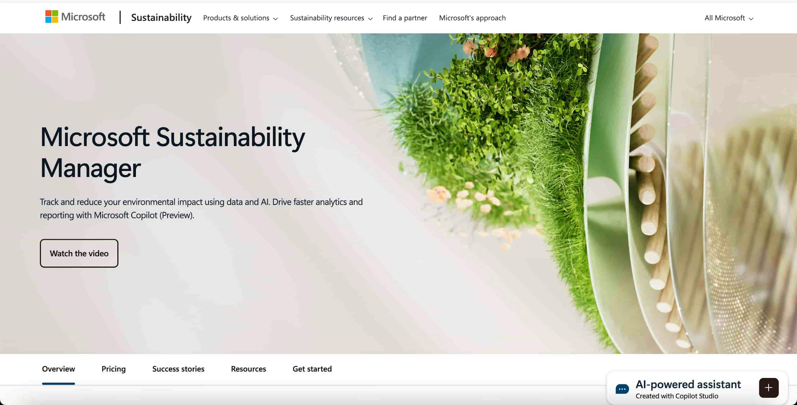 microsoft sustainability cloud screenshot