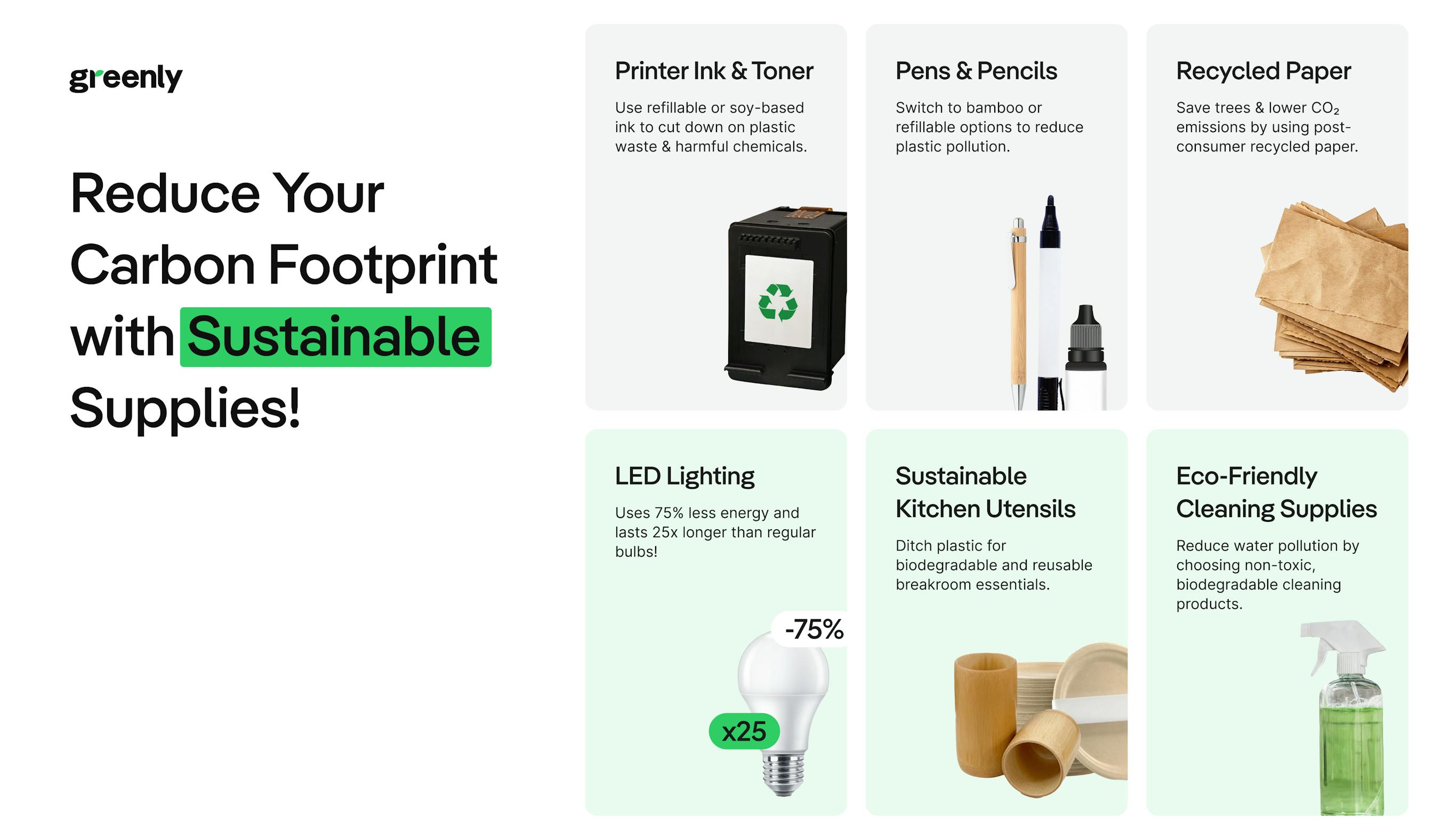 sustainable supplies infographic made by greenly