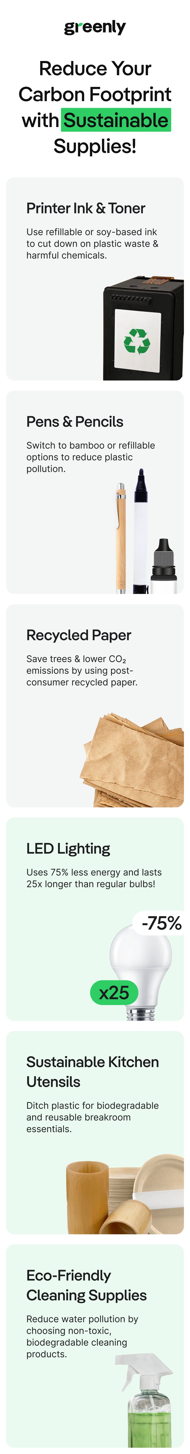 sustainable supplies infographic made by greenly mobile version