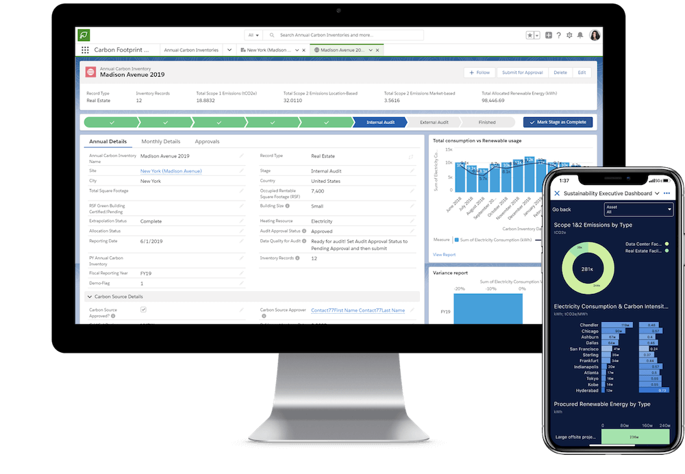 Screen de la plateforme Net Zero Cloud par Salesforce