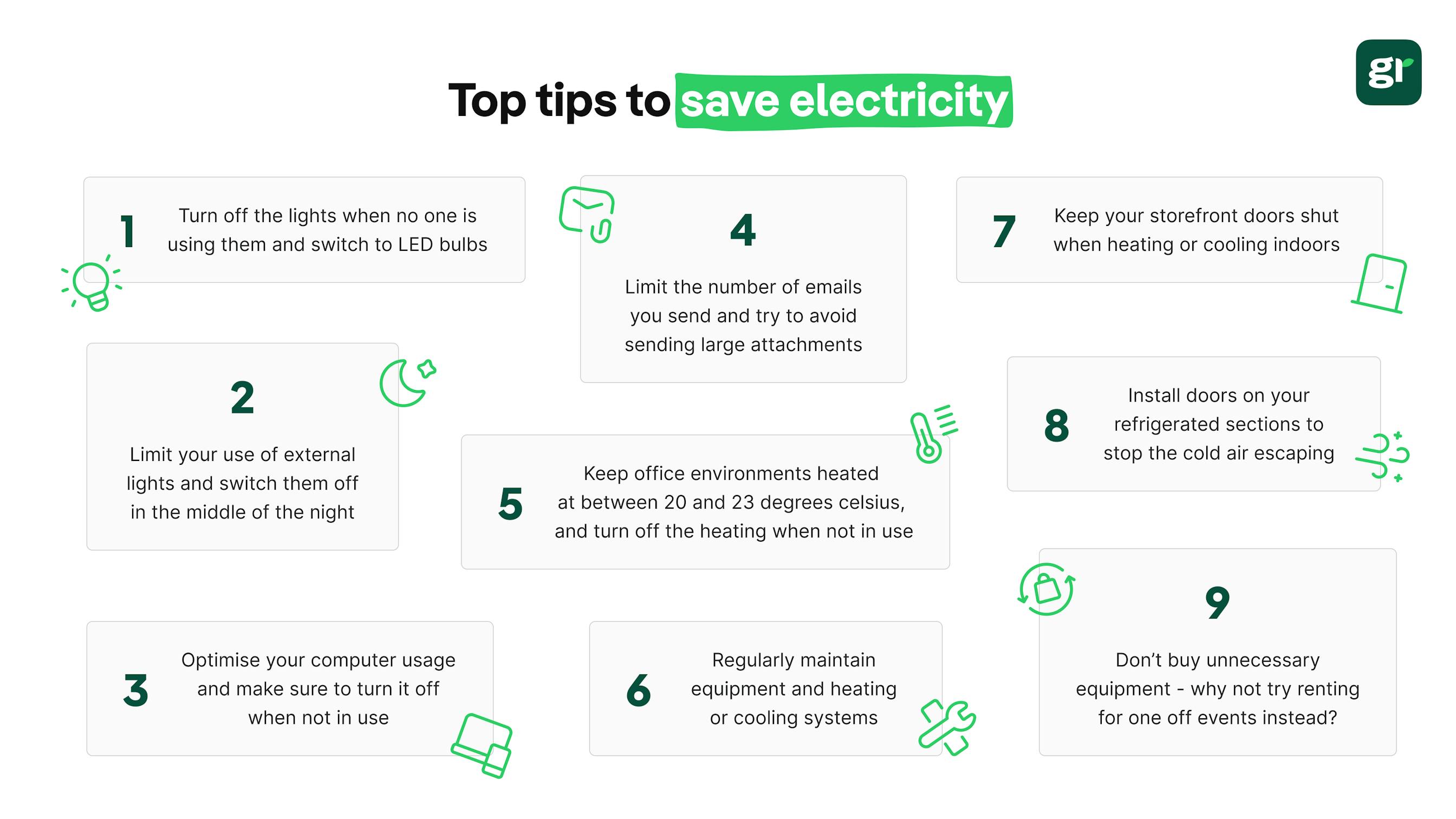how to save electricity infographic
