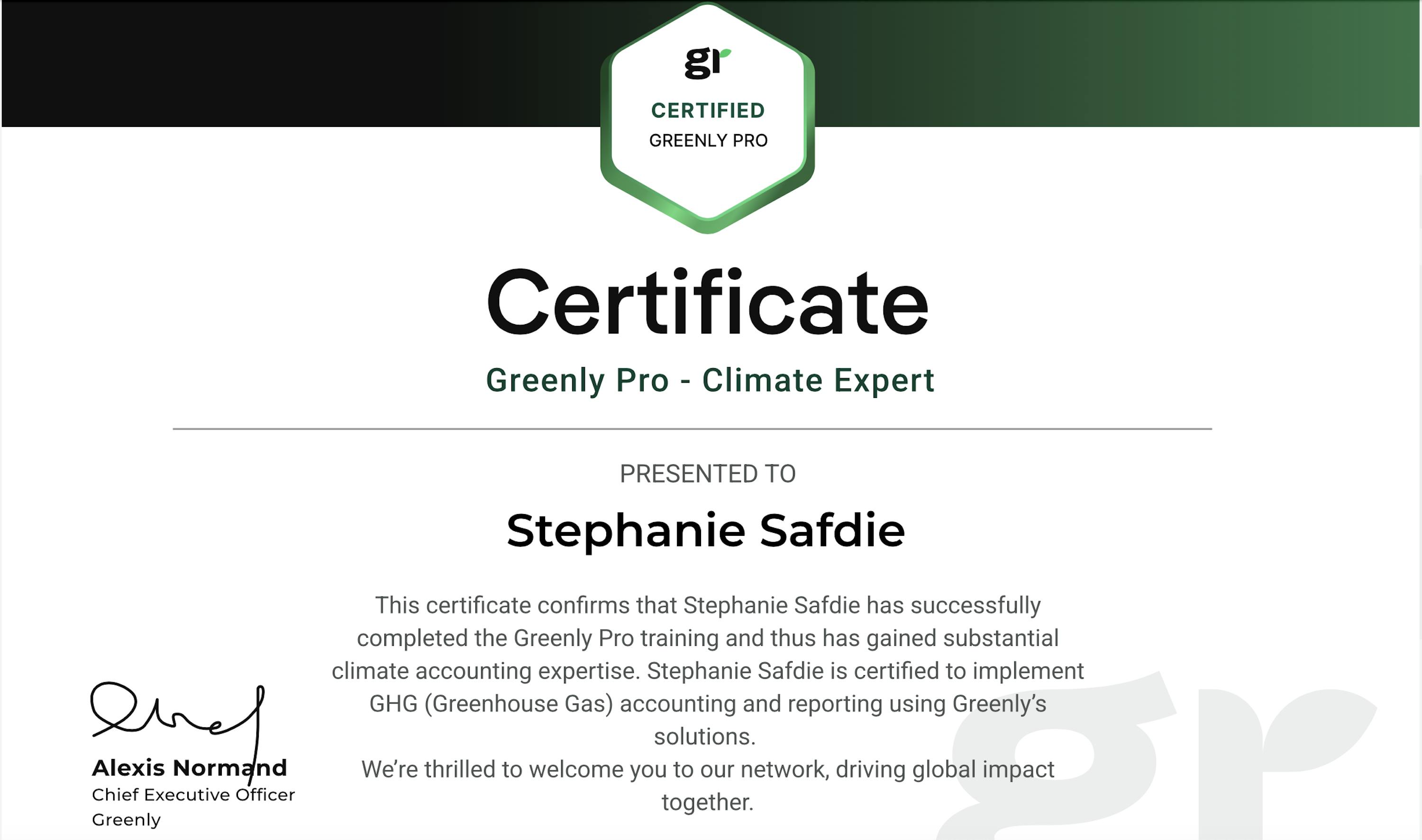 greenly pro certificate