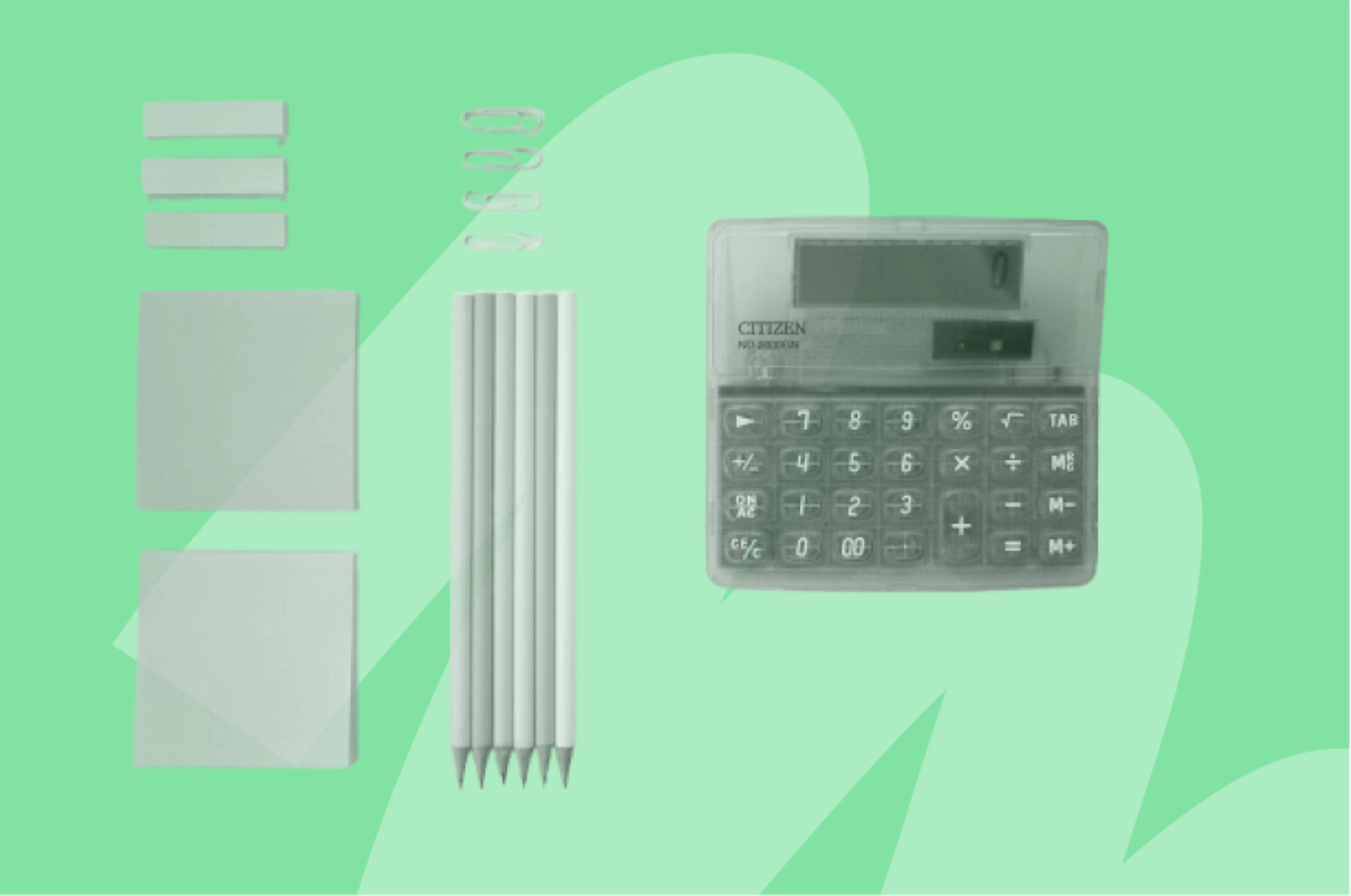 calculator and sticky notes