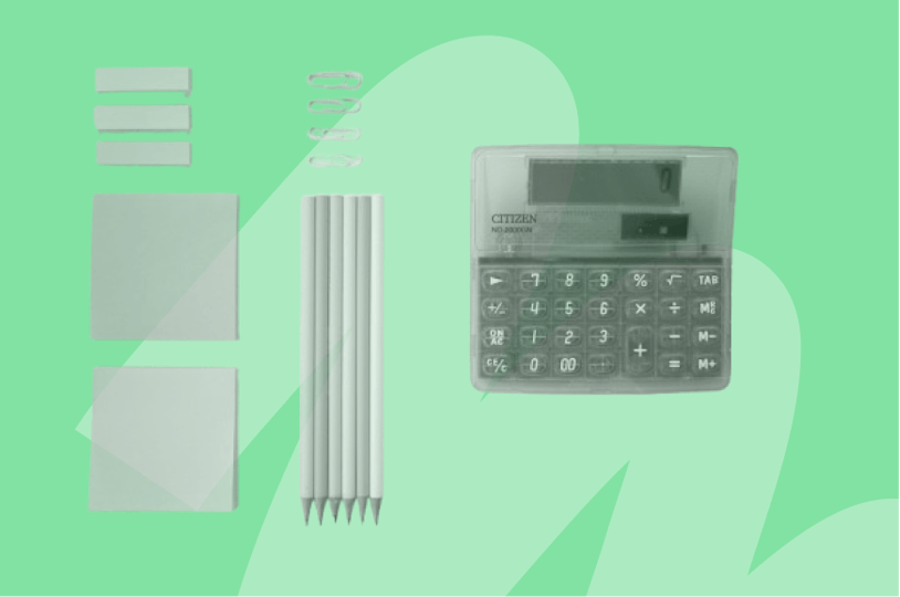 calculator and sticky notes