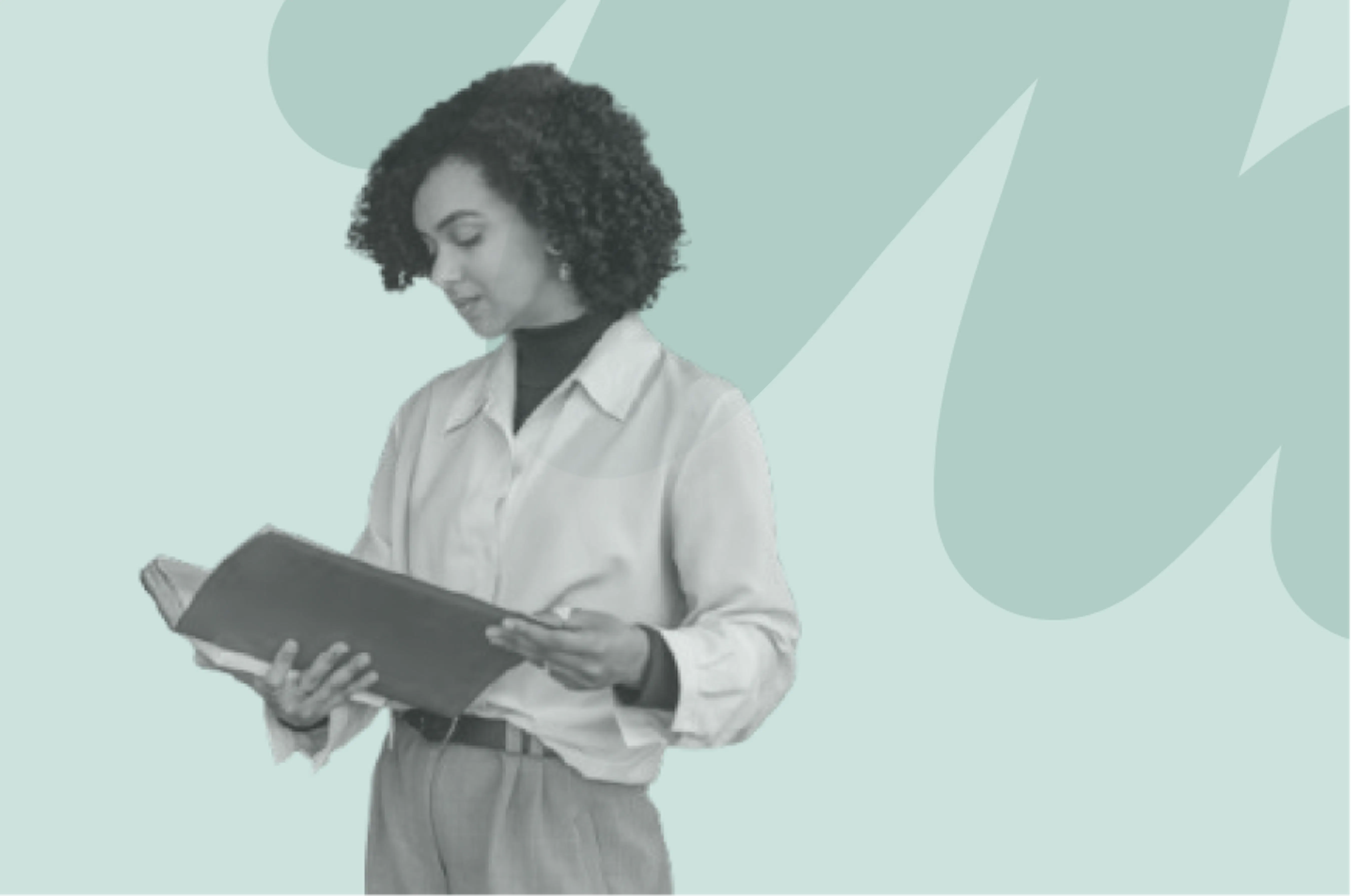 woman looking at documents