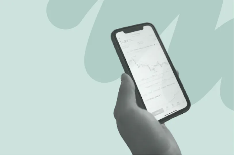 mobile phone with trading graph