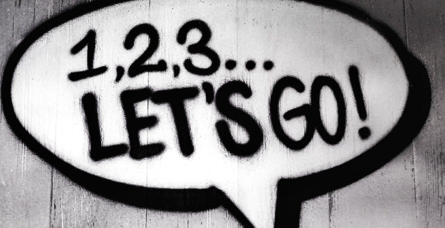 a message that reads 'let's go'