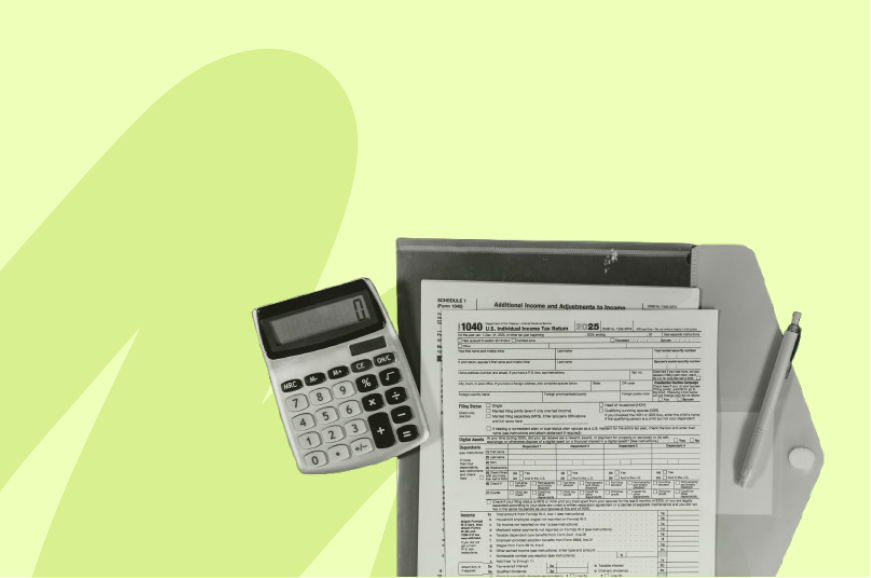 Pochette de travail et document avec calculatrice