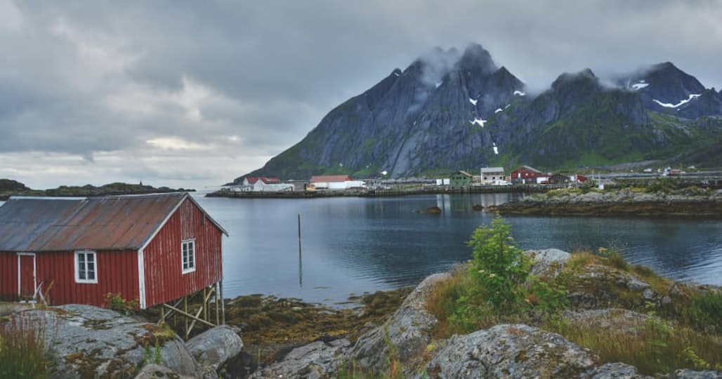 Lake with Scandinavian houses