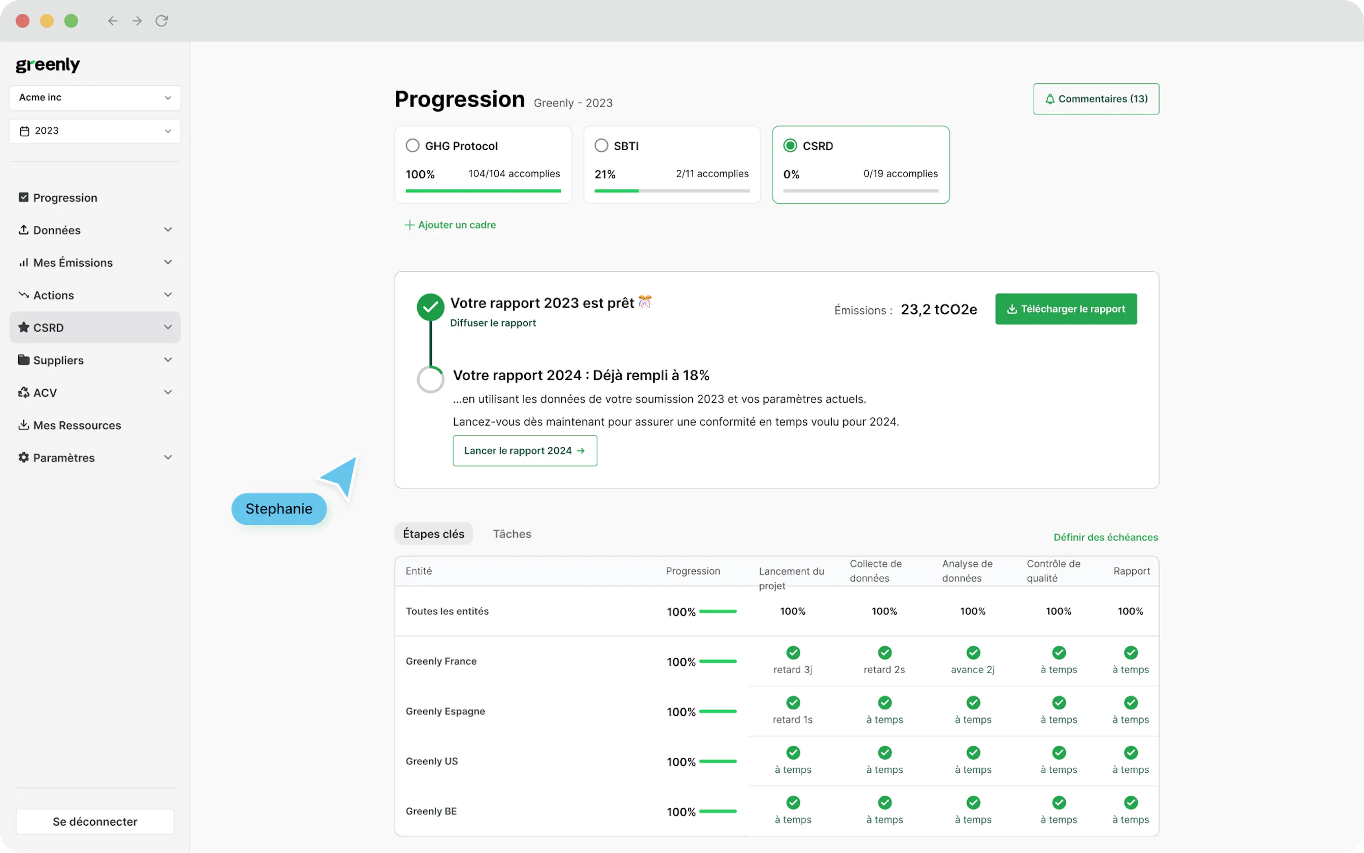 Screenshot plateforme Greenly