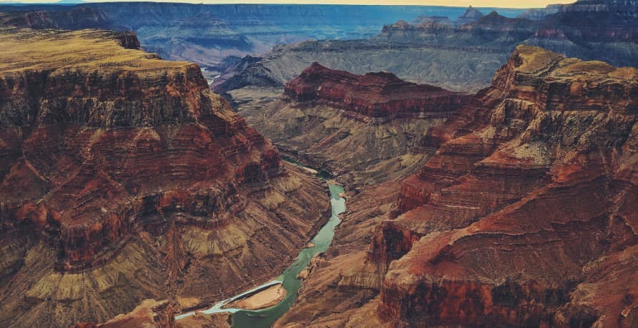 grand canyon view with river cutting through