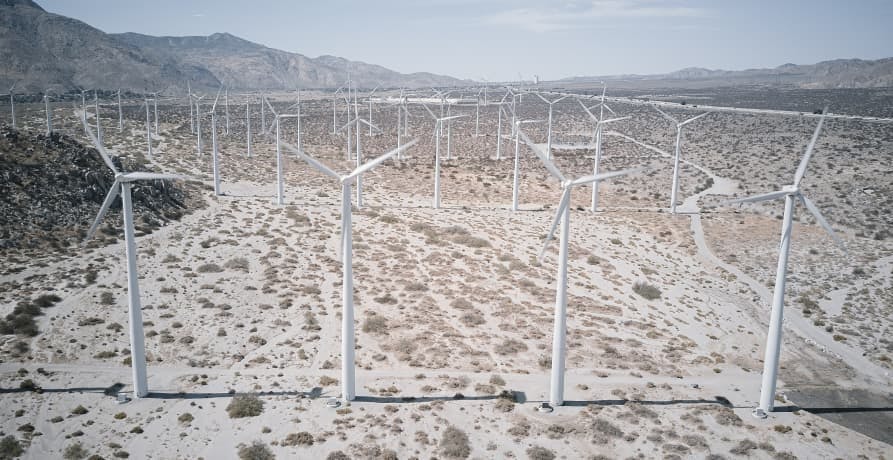 large wind farm in the desert