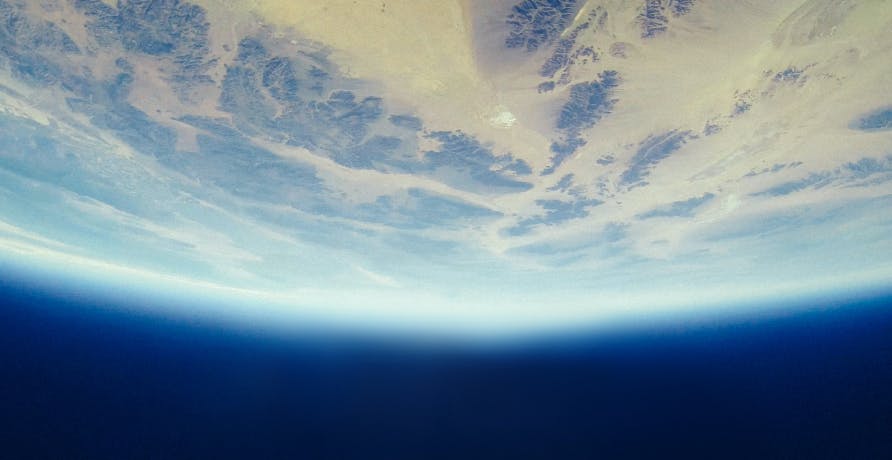 view of earth upside down from space